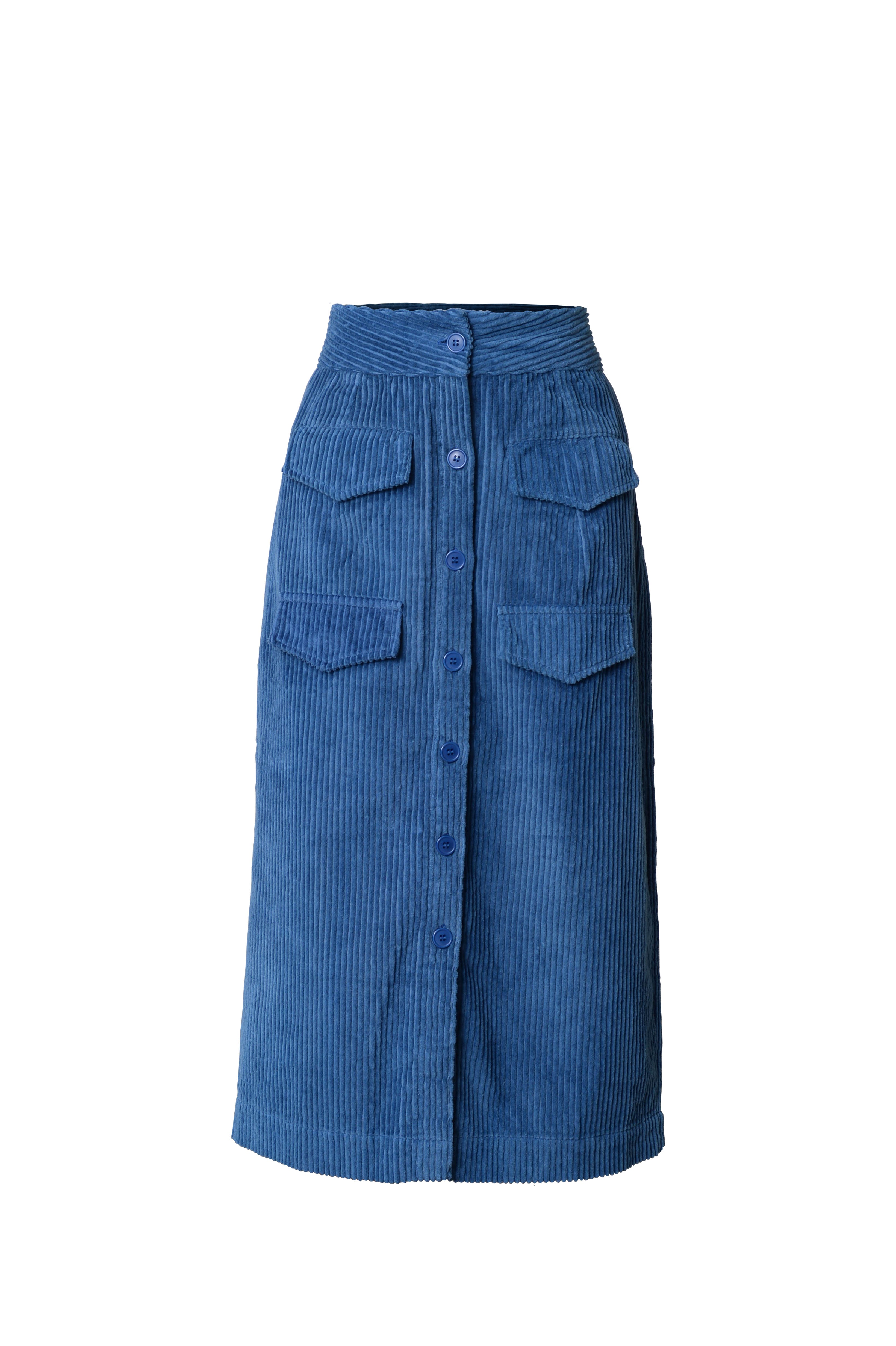 Barbara blue corduroy long skirt