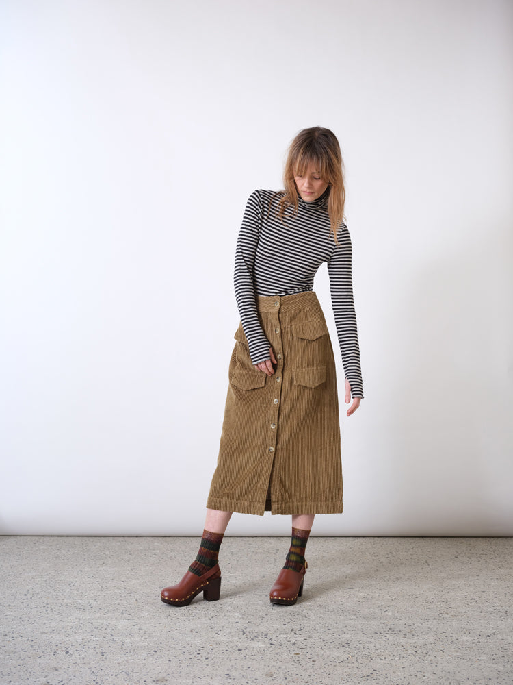 Barbara brown corduroy long skirt