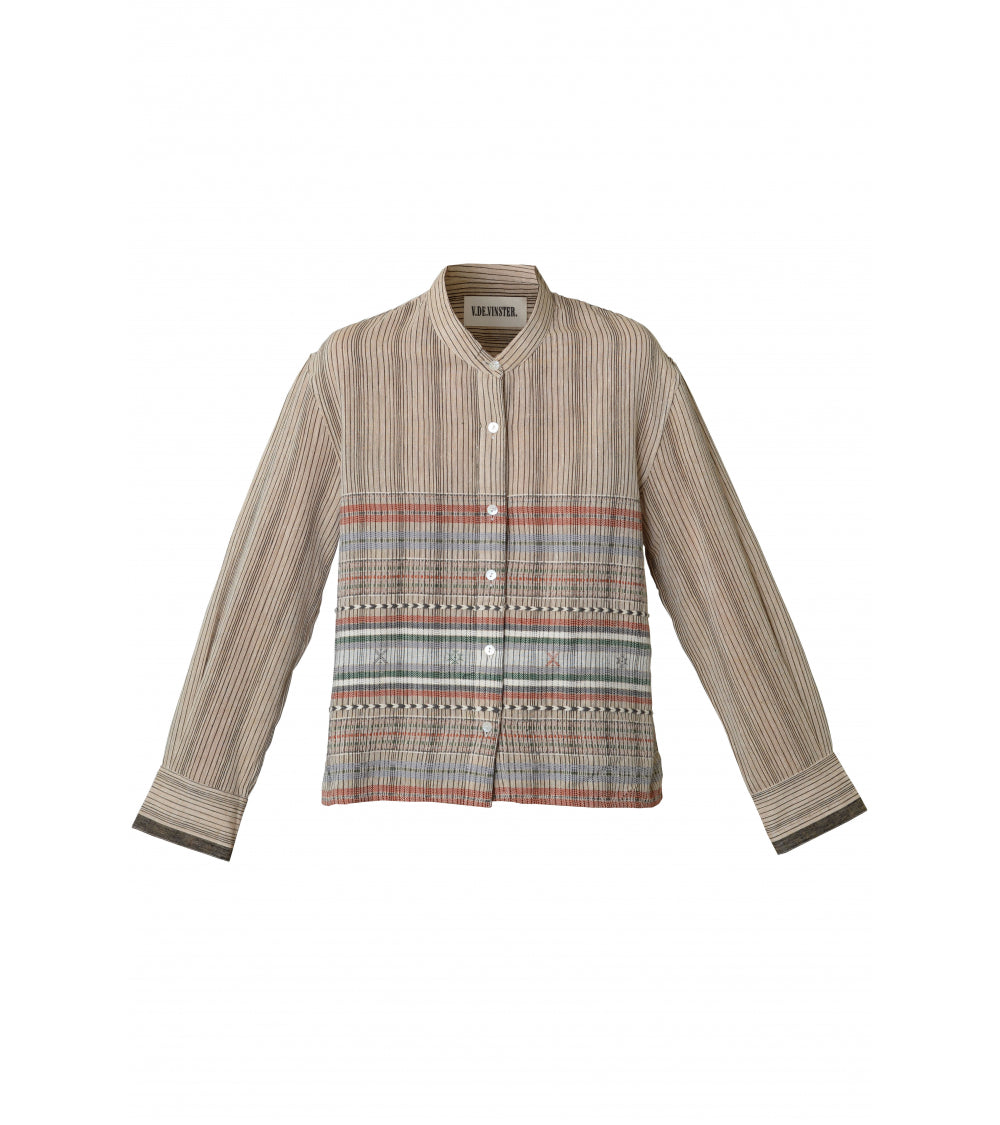 Jill beige striped and embroidered shirt