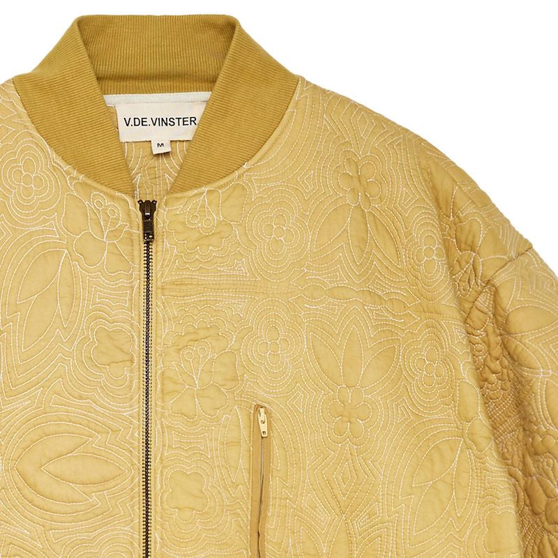 Flowers sand quilted cotton bomber jacket