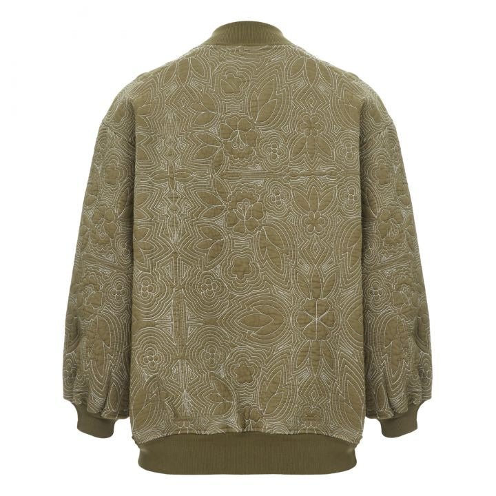 Flowers khaki quilted cotton bomber jacket Flowers