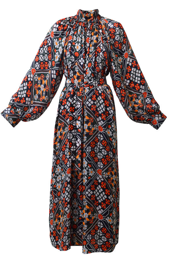 Wild orange Persian print dress